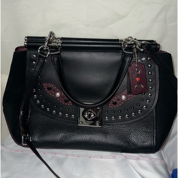 Coach Drifter Grace Pebbled & Suede Leather Studded Framed Satchel NWOT HTF RARE - Picture 2 of 16